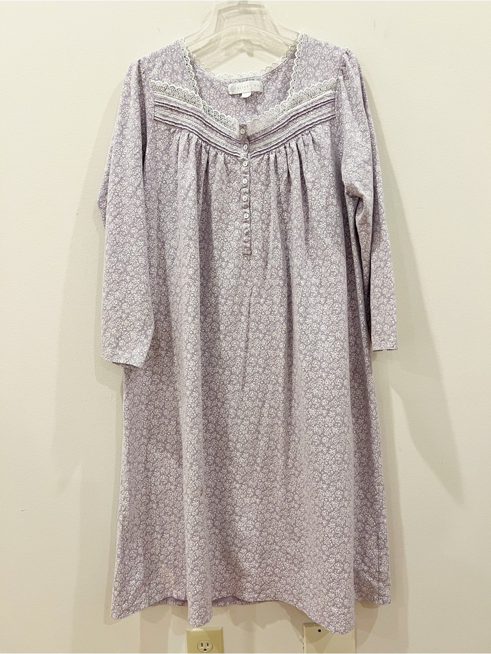 Eileen West Nightgown Large Cotton Floral Maxi Lace Cottage Prairie Modest